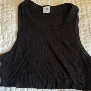 TNA Classic Black Ribbed Crop Top